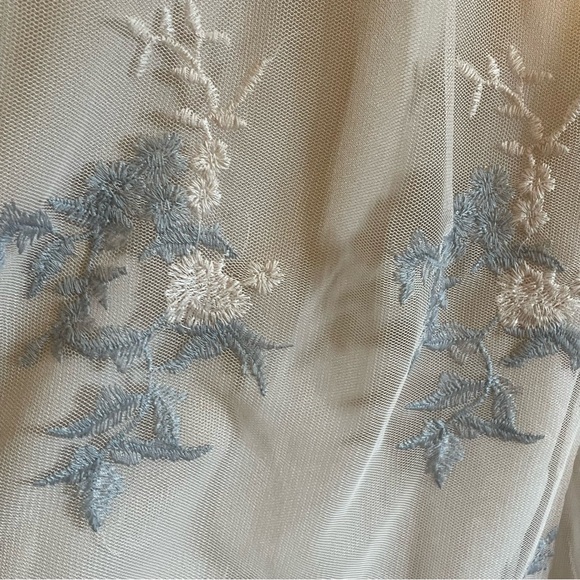 Dex Blush & Gray Floral Lace & Mesh Overlay Ruffled Sleeve Dress w Scalloped Hem - Picture 16 of 16